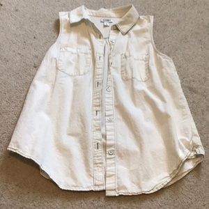 Denim sleeveless button down